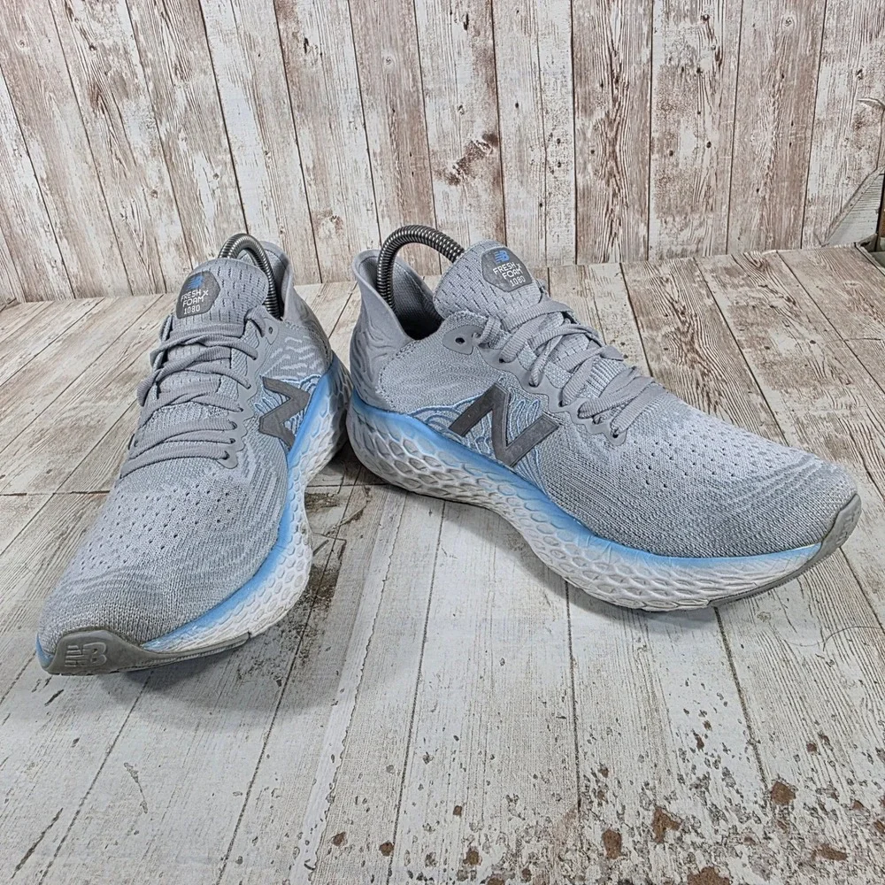 New Balance Fresh Foam 1080v10 Womens Grey Blue Running Shoes W1080G10 Size 8.5